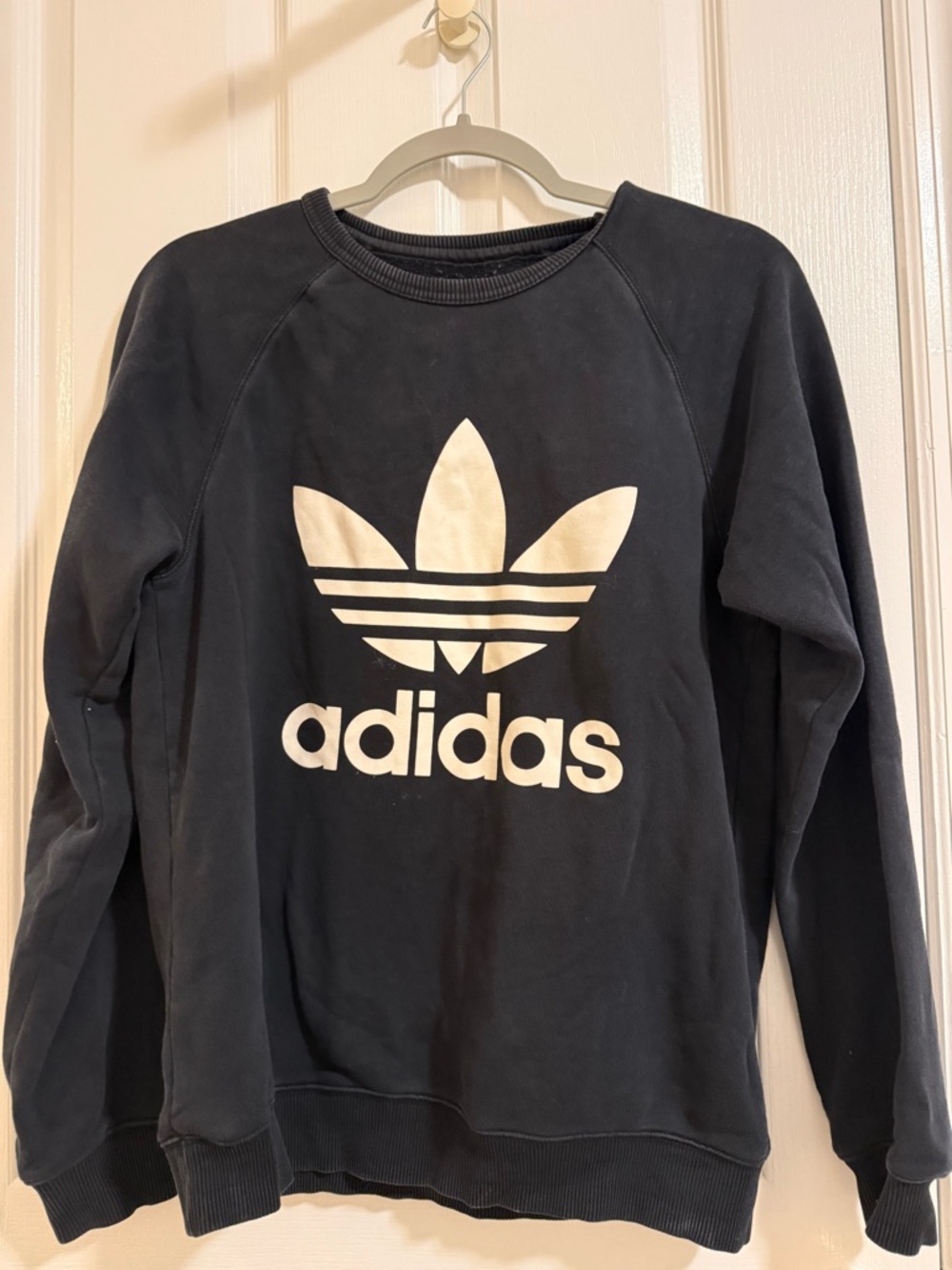 adidas Black Crewneck Sweatshirt with White Trefoil Logo